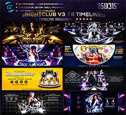 18个娱乐网站页面头部广告模板(第三版)：Nightclub V3 FB Timeline Cover